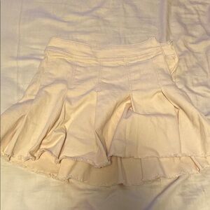 Cream Pleated Mini Skirt